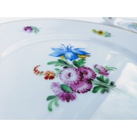 Komplet talerzyków z motywem kwiatów, porcelana ręcznie malowana, Drezno
